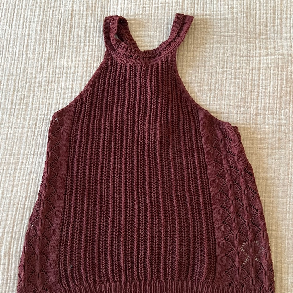 Sezane Burgundy Knit Blouse